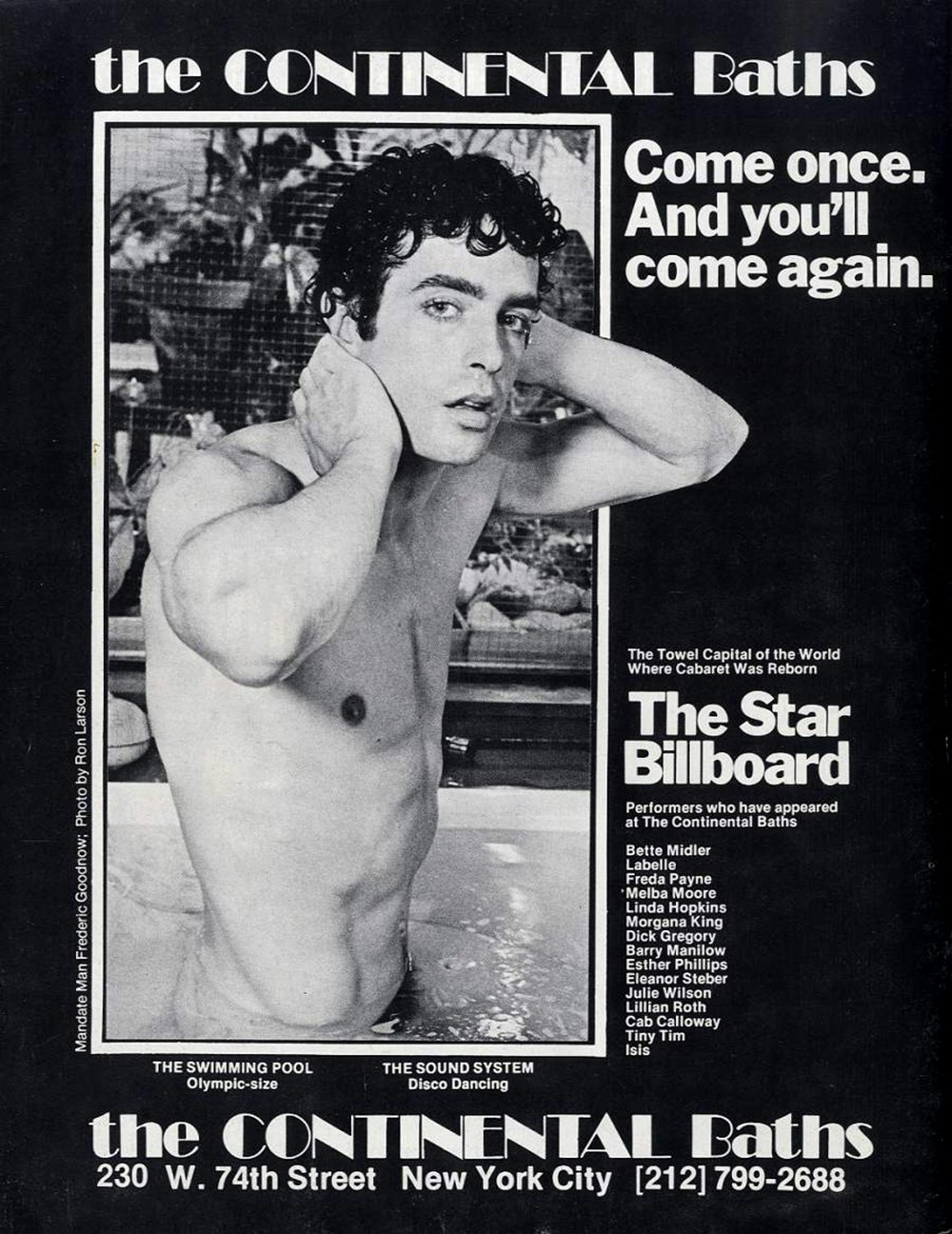 Ads for the Continental Baths from <i>Mandate</i>, a gay porn magazine, 1975.